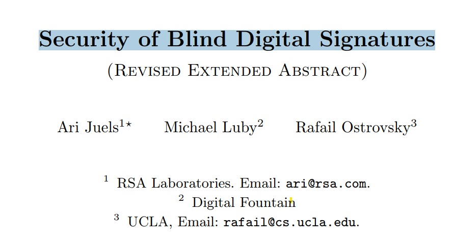 Security of Blind Digital Signatures