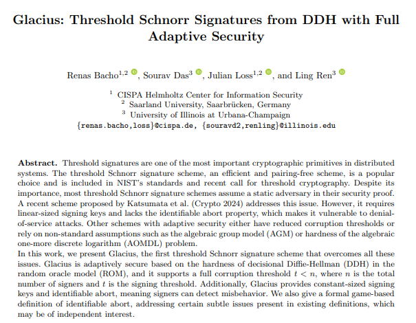 Glacius: Threshold Schnorr Signatures from DDH with Full Adaptive Security